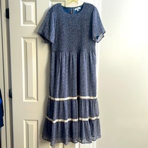 Midi blue floral cocktail dress